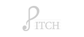 The word PITCH with the letter P styled as a musical note on a staff.