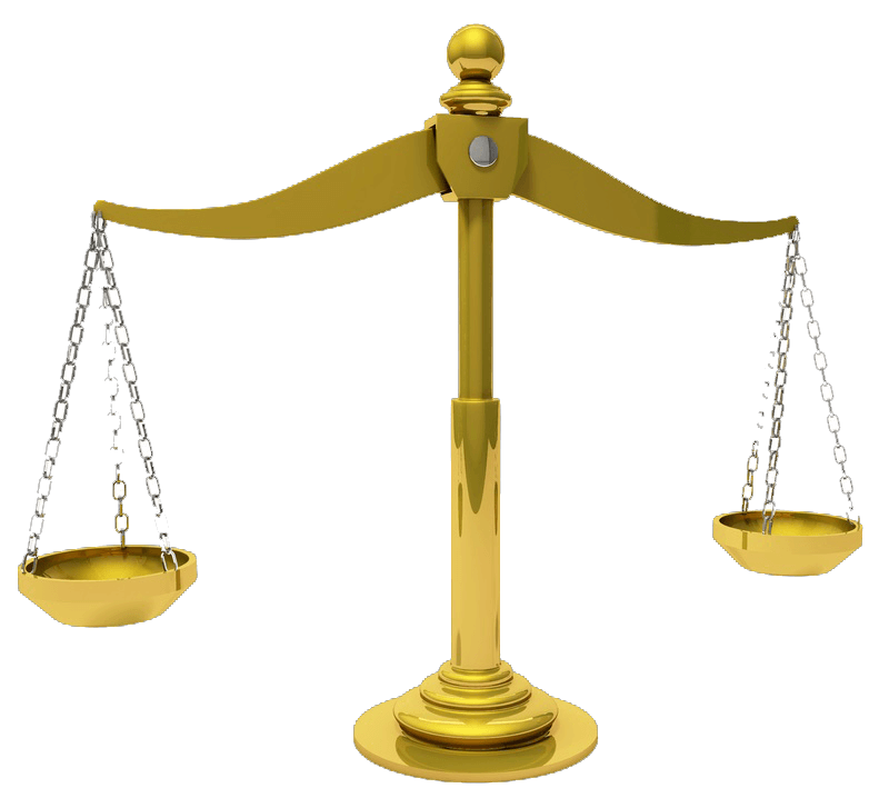 A gold balance scale with one side lower than the other, showing an uneven weight distribution.